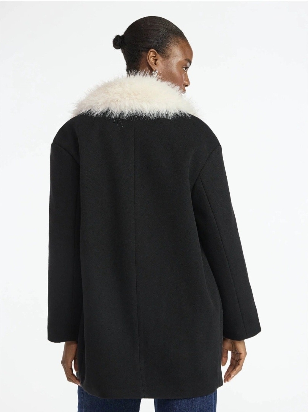 Scoop Oversized Faux Fur Collar Coat #1286 - Picture 6 of 9